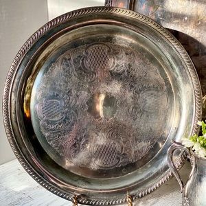 12” diameter silver plated round tray